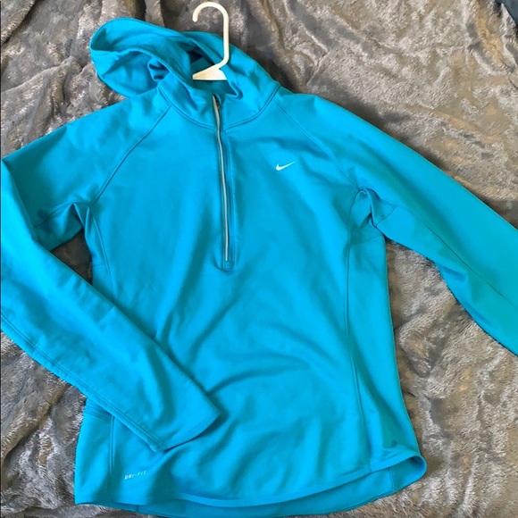 Nike Dri-fit Teal-Blue pull over with hood - Picture 1 of 4